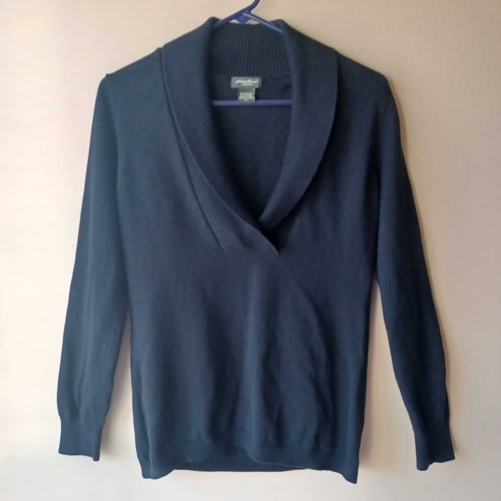 Eddie Bauer Women's Cashmere Cotton Blend Shawl Collar Sweater Size S